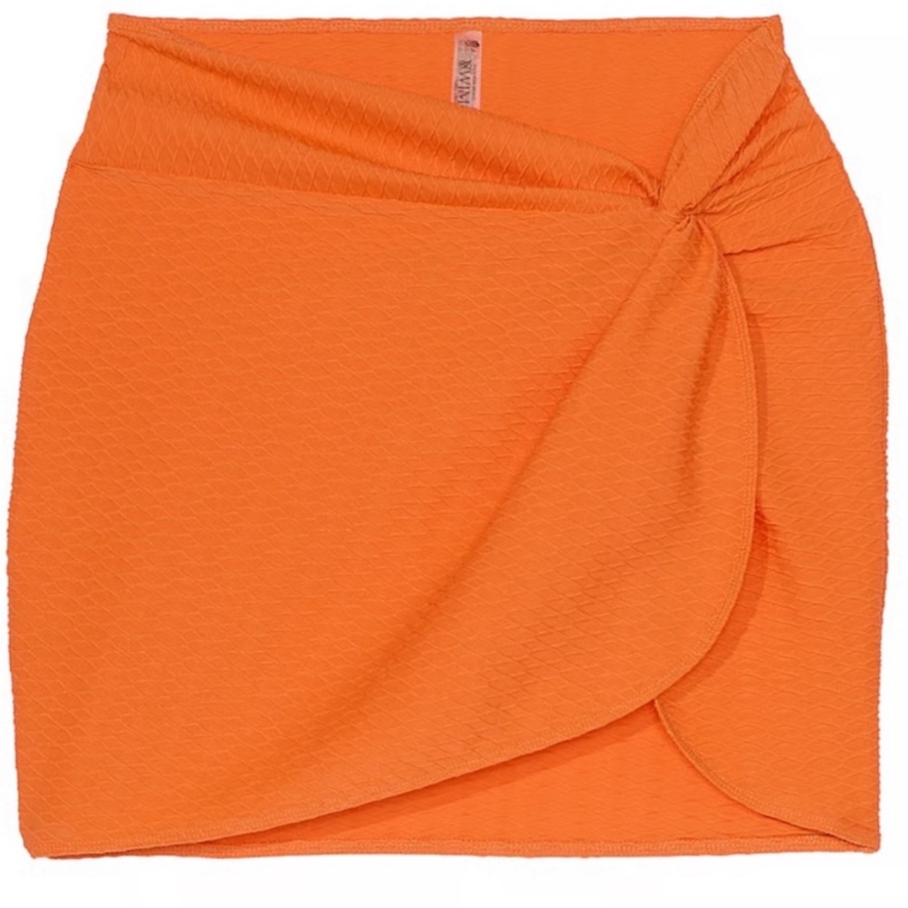 VICTORIAS SECRET SWIM textured orange Mini swim cover up sarong Medium-Large NWT